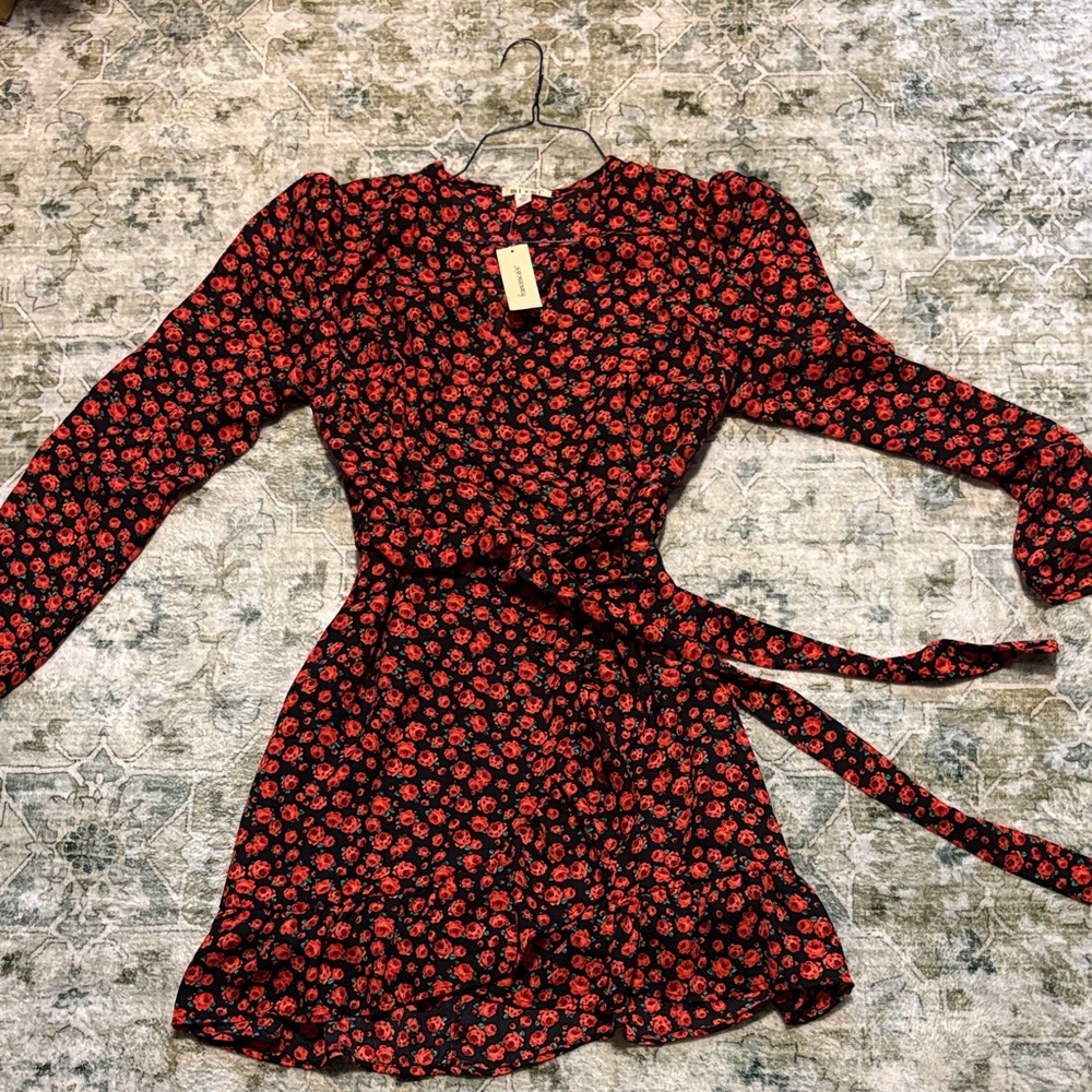 Miami Red and Black Floral Dress